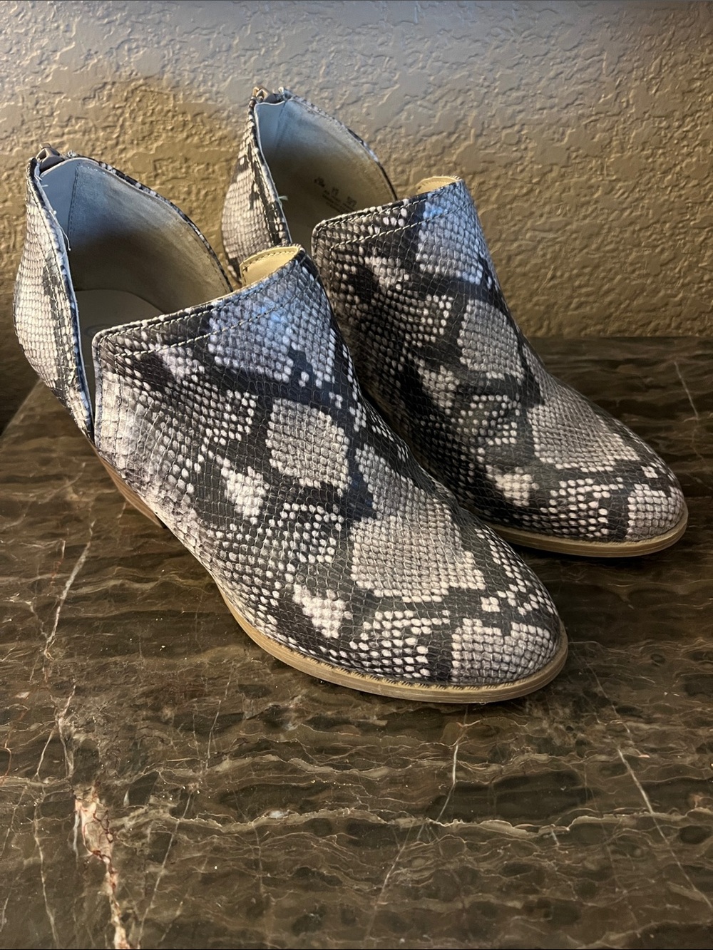 Carlos by Carlos Santana Snake-Print Cutout Ankle Booties - Black & White